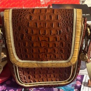 Brahmin Brown and Tan Croc-Embossed Bag